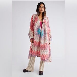 Magnolia Pearl pink striped jacket kimono Las Cruces Quiltwork in Ristras